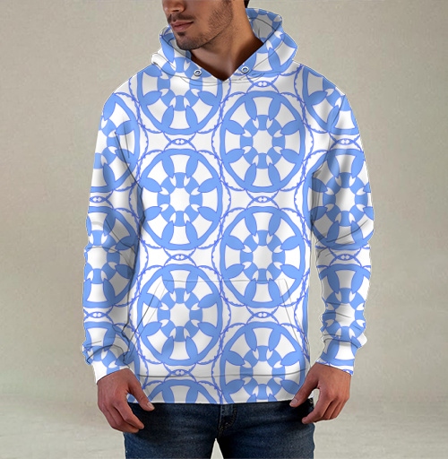 Фотография футболки Blue Geometric Tile Pattern / Синий Геометрический Узор синий серый орнамент
