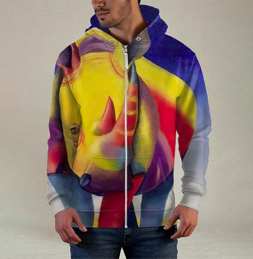 Фотография футболки Яркий носорог в стиле экспрессионизма и поп-арт