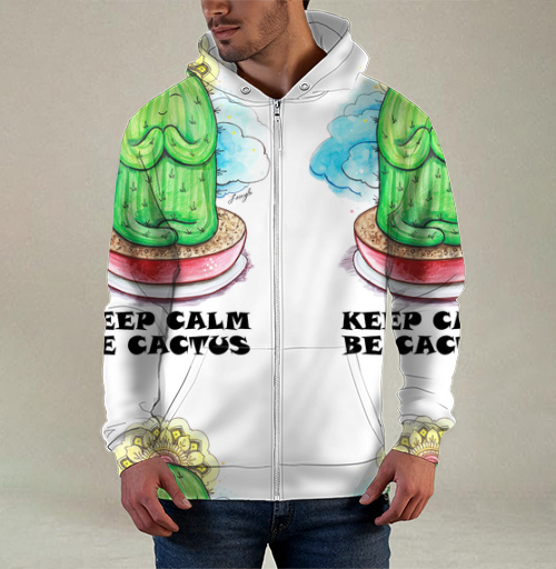 Фотография футболки Спокойный медитирующий кактус с позитивной надписью be cactus
