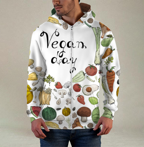 Фотография футболки Овощи фрукты ягоды зелень зеленом фоне Vegan day