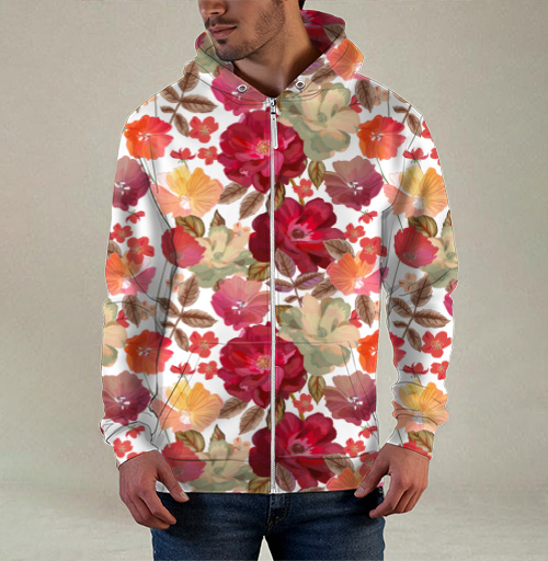 Фотография футболки Элегантный цветочный узор на черном фоне