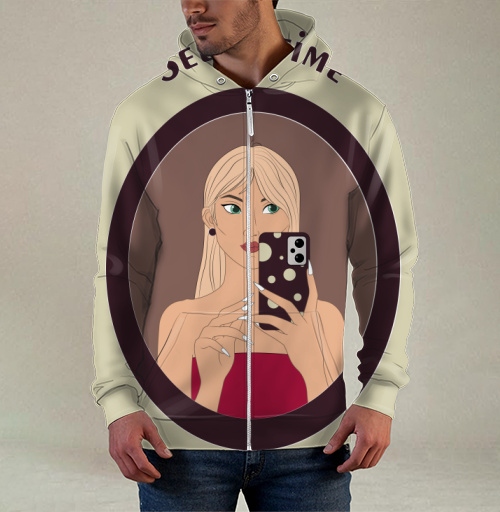 Фотография футболки Девушка с зелеными глазами и аксессуарами Selfie Time