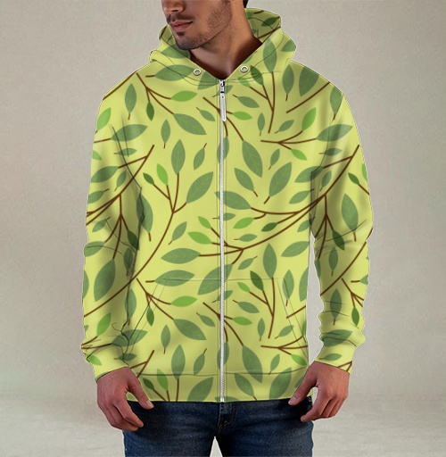 Фотография футболки Зеленые ветви листвы на светлом фоне листва растет