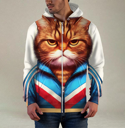 Фотография футболки Хмурый кот в спортивном костюме