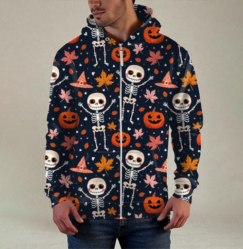 Фотография футболки Веселый танцующий скелет и тыква / Happy skeleton and pumpkin Halloween