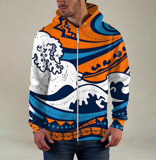 Фотография футболки Яркий принт с волнами