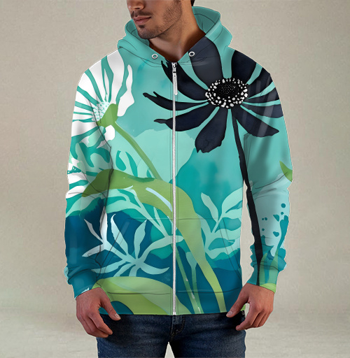 Фотография футболки Modern Teal Floral Composition / Абстрактная бирюзовая цветочная композиция