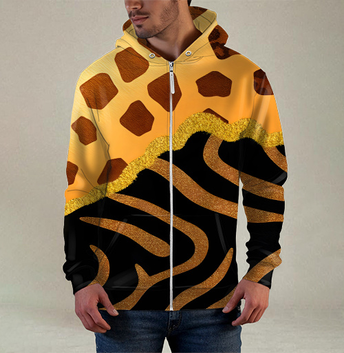 Фотография футболки Golden animal print / Золотой анималистичный паттерн зебры и жирафа