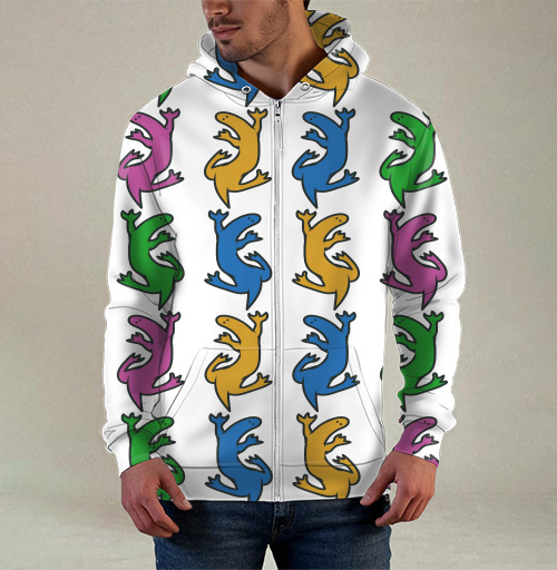 Фотография футболки Разноцветные ящерицы на сером фоне Colorful lizards on gray background