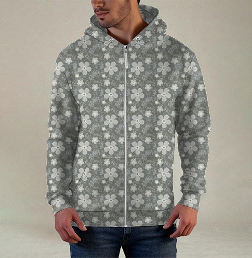 Фотография футболки Grey Daisy Floral / Серые маргаритки цветы — Паттерн серые маргаритки цветы