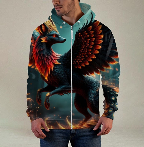 Фотография футболки Fire Fox Phoenix Hybrid – Огненная лиса феникс в лесу мистический дух природы
