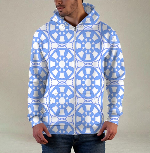Фотография футболки Blue Geometric Tile Pattern / Синий Геометрический Узор синий серый орнамент