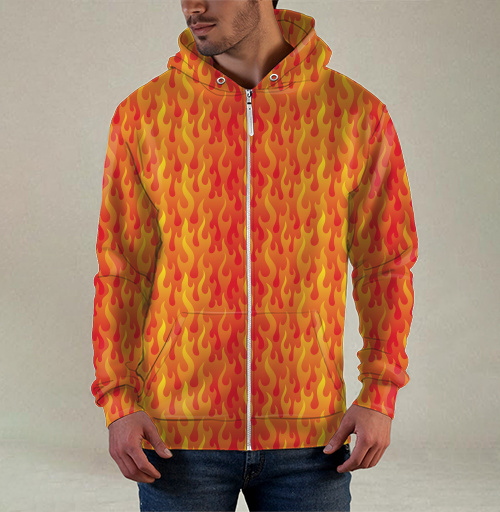 Фотография футболки Динамичный узор пламени в ярких огненных тонах