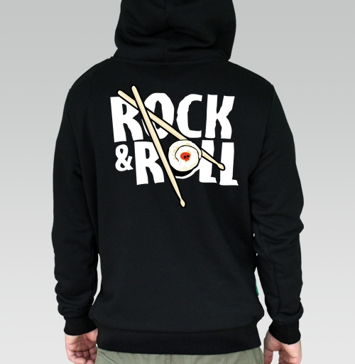 Фотография футболки Рок-н-ролльная подача суши с черепом и палочками ROCK ROLL