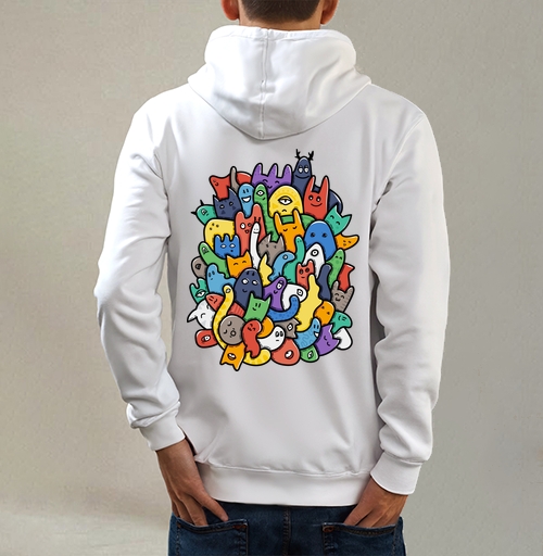 Фотография футболки Весёлое собрание мультяшных монстров doodle art