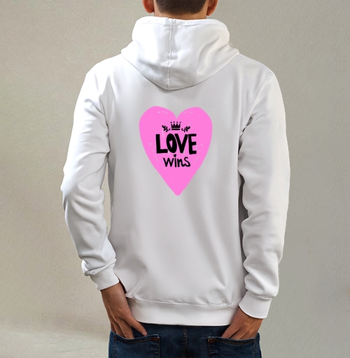 Фотография футболки LOVE wins яркое розовое сердце с короной