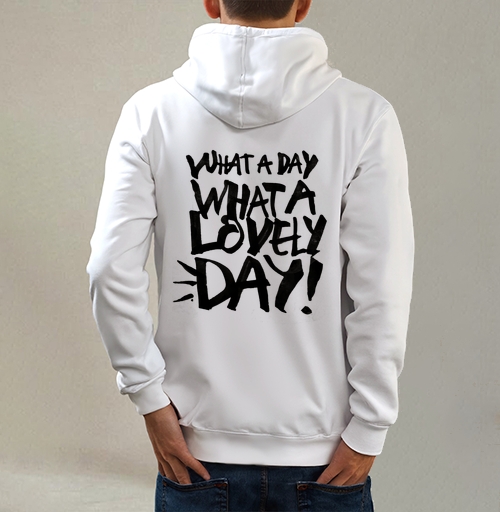 Фотография футболки Энергичный постер с фразой 'WHAT A LOVELY DAY!'