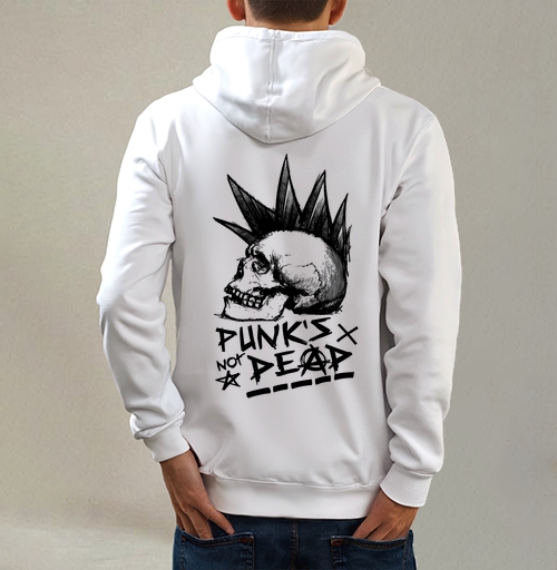 Фотография футболки Череп с ирокезом PUNKS NOT DEAD – панк-графика
