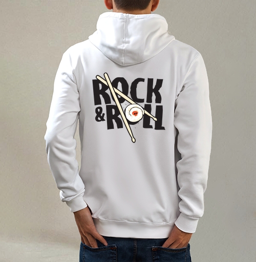 Фотография футболки Рок-н-ролльная подача суши с черепом и палочками ROCK ROLL