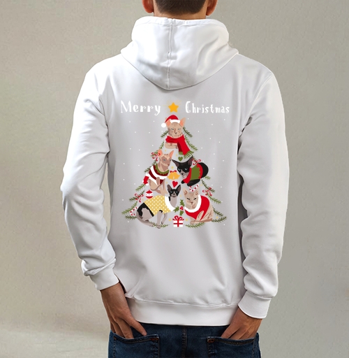 Фотография футболки Новогодние коты в форме елки Merry Christmas