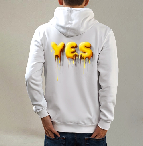 Фотография футболки Объемные желтые капающие буквы да Yes