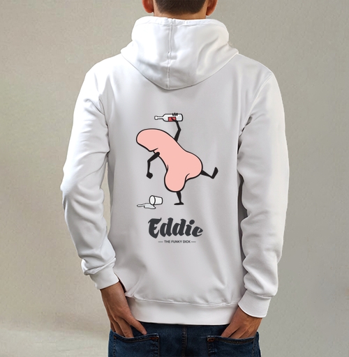 Фотография футболки Забавный пьяный пенис с бутылкой в руке Eddie the funky dick