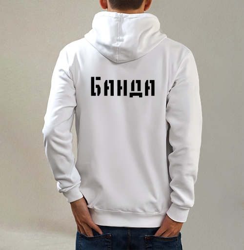 Фотография футболки Силовое слово Банда в черном шрифте на сером фоне
