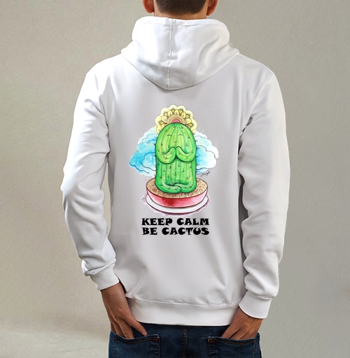 Фотография футболки Спокойный медитирующий кактус с позитивной надписью be cactus