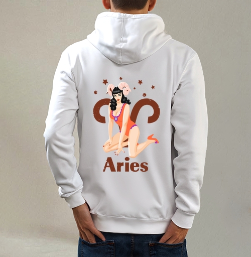 Фотография футболки Пинап девушка Овен в ретро стиле Aries