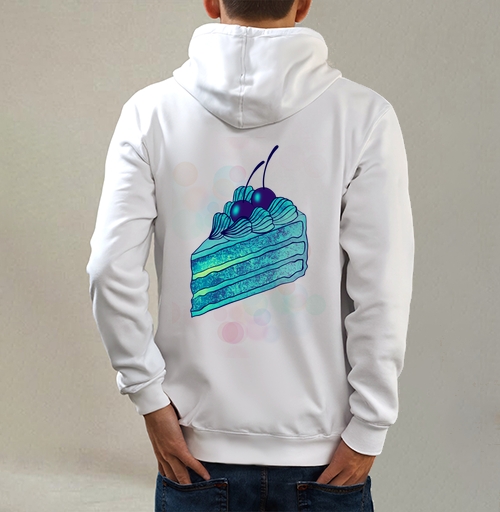 Фотография футболки Вкусный синий торт с вишней в креме 3D