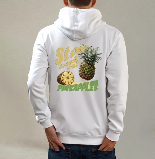Фотография футболки Свежий ананас с натуральной текстурой и надписями pineapples