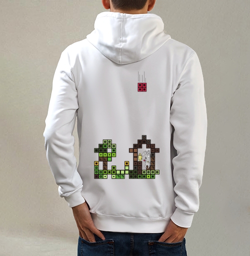 Фотография футболки Tetris Rabbit – Тетрисный кролик сохраняет уют пока весь мир рушится