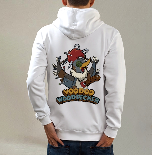 Фотография футболки Voodoo Woodpecker Вуду дятел мультяшная стилизованная иллюстрация