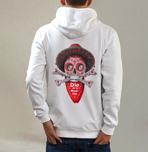 Фотография футболки Череп с сомбреро Día de los Muertos яркий арт