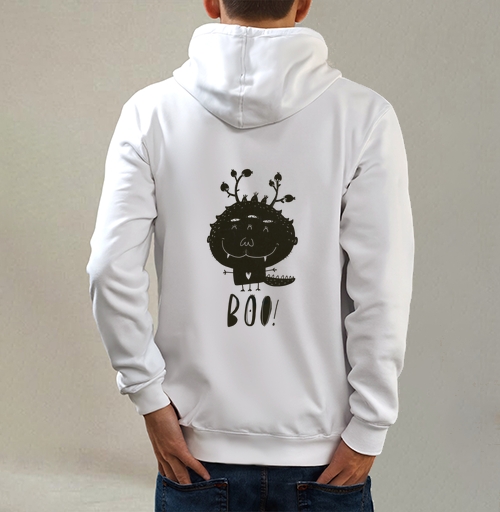 Фотография футболки Милый черно-белый монстр с надписью BOO!