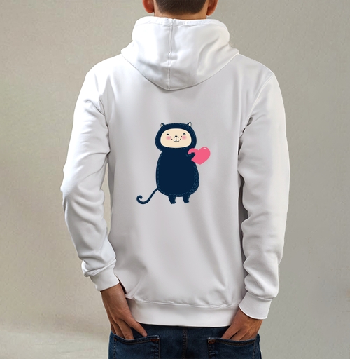 Фотография футболки Милый котик с розовым сердцем в kawaii стиле