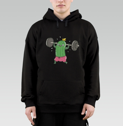 Фотография футболки Антропоморфный огурец в розовых шортах