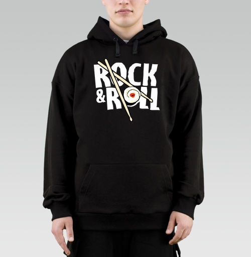 Фотография футболки Рок-н-ролльная подача суши с черепом и палочками ROCK ROLL