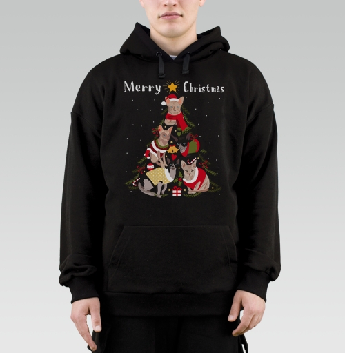 Фотография футболки Новогодние коты в форме елки Merry Christmas