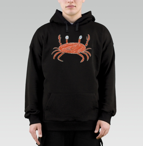 Фотография футболки Весёлый оранжевый краб на белом фоне яркий рисунок