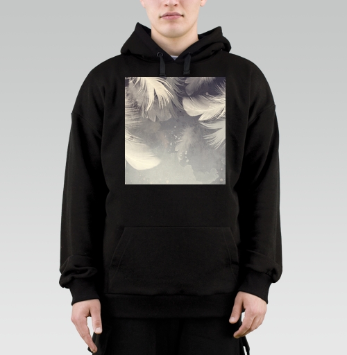 Фотография футболки Нежное падение белых перьев на светлом фоне