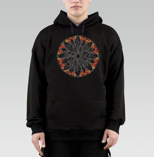 Фотография футболки Mandala/Мандала симметричный зентангл узор для созерцания медитативного черно белого