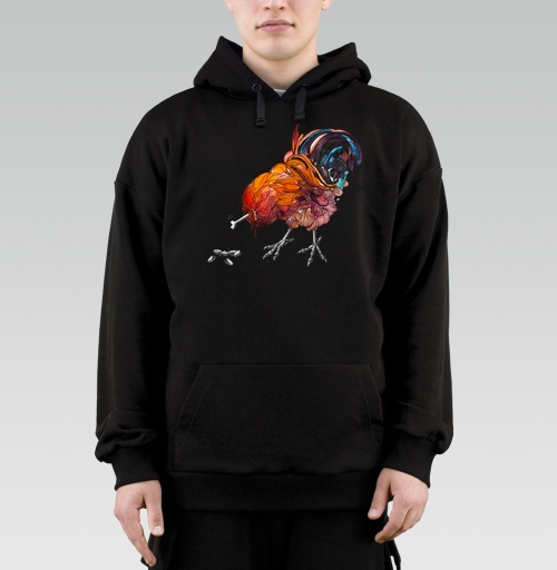 Фотография футболки Сюрреалистичный рисунок петуха с метафорическим смыслом