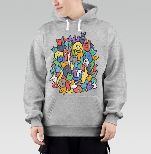 Фотография футболки Весёлое собрание мультяшных монстров doodle art