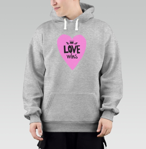 Фотография футболки LOVE wins яркое розовое сердце с короной