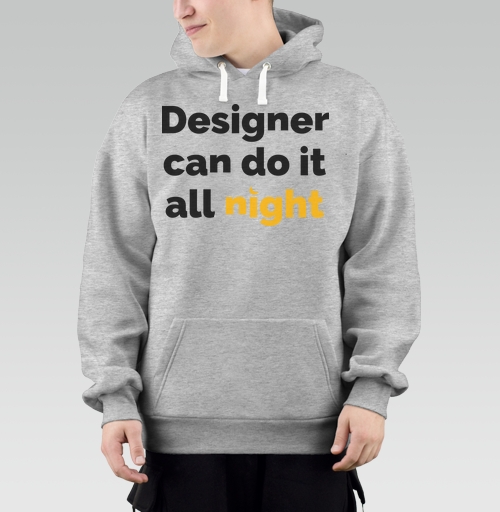 Фотография футболки Футболка с принтом «Designer can do it all night»