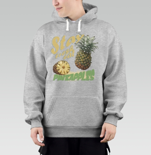 Фотография футболки Свежий ананас с натуральной текстурой и надписями pineapples