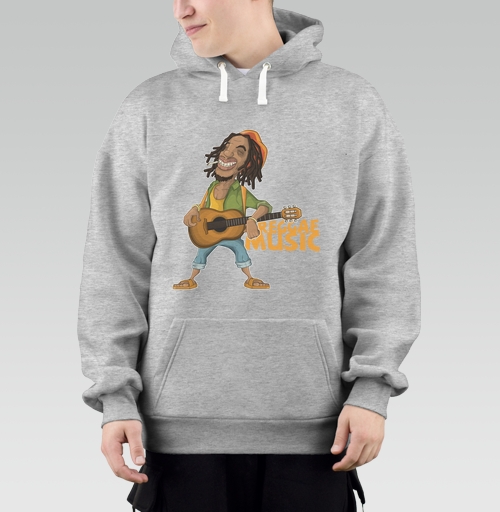 Фотография футболки Веселый растаман с гитарой в яркой одежде REGGAE MUSIC Регги-музыка