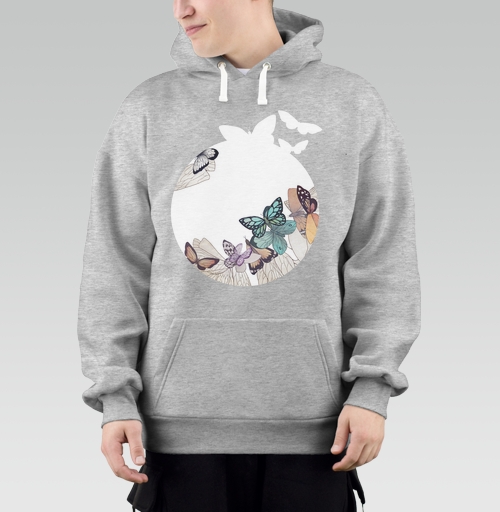 Фотография футболки Нежная акварельная иллюстрация с парящими бабочками