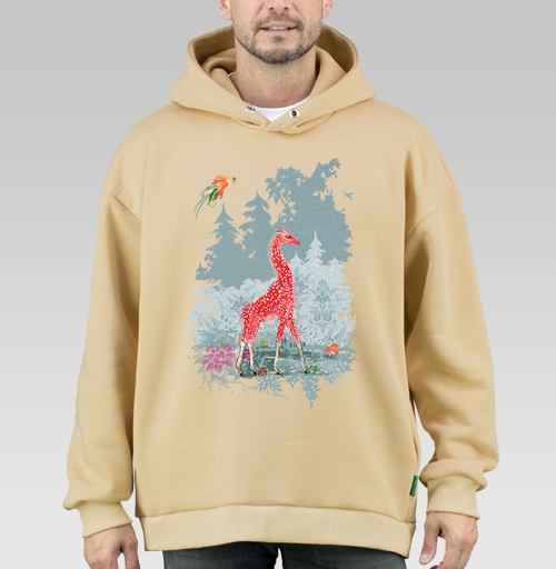 Фотография футболки Жираф-мухомор в зимнем лесу